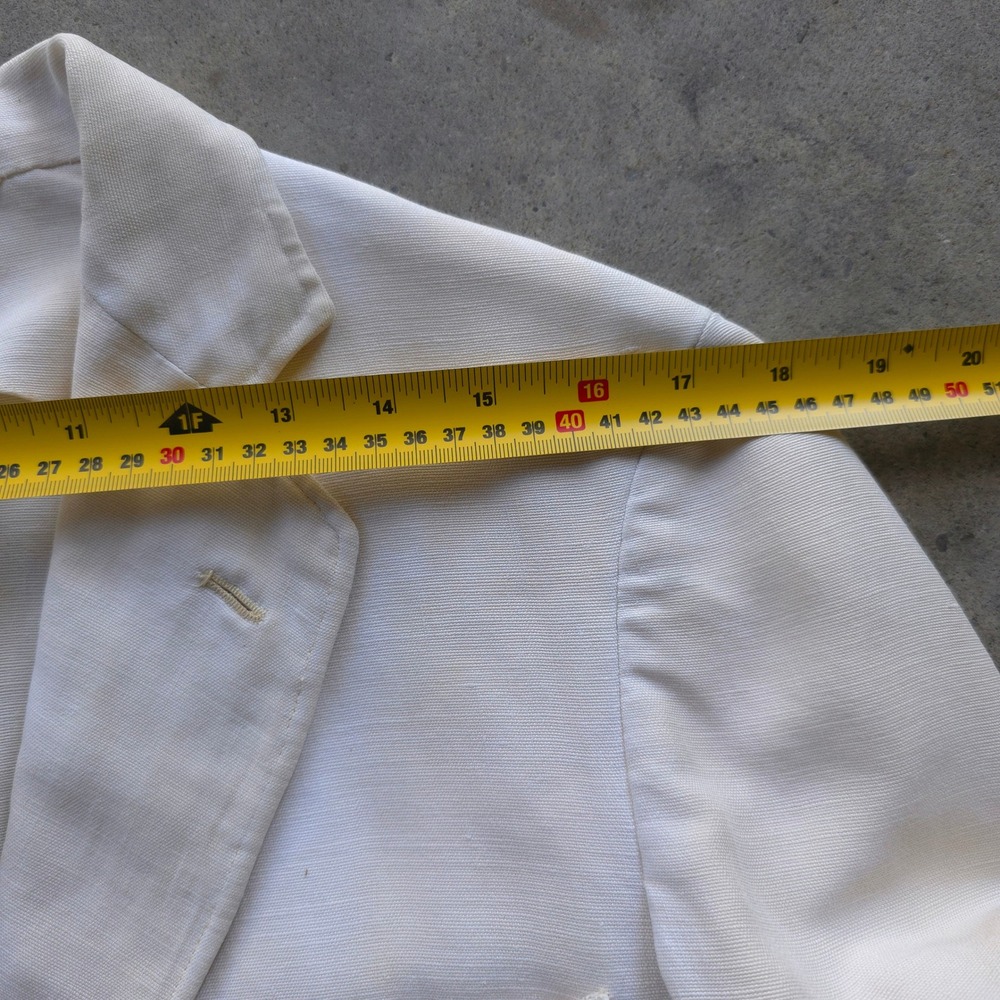 Vintage 1930s Cream Pure Irish Linen Sport Coat 40 Short Made in USA - Picture 14 of 15